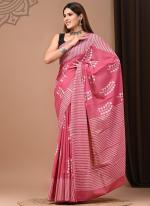 Cotton Mul Mul Pink Casual Wear Printed Saree